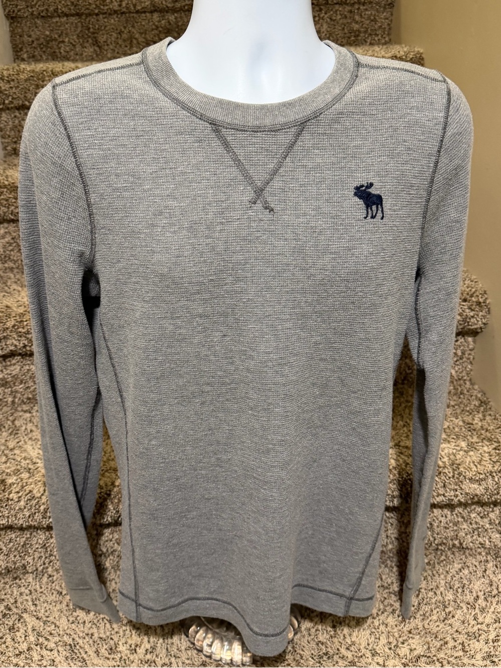 *Abercrombie & Fitch* textured Muscle l/s men’s casual pullover shirt - XXL